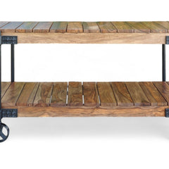 Industrial Rustic Mango Wood Two-Tier Trolley Table