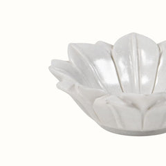 Hand -Carved Decorative White Marble Lotus Bowl - Medium