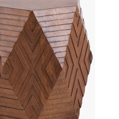 Perrin Geometric Mango Wood Side Table
