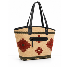 The Terracotta Sun Woven Kilim & Leather Tote