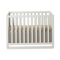 White Finish Mango Wood Baby Crib with Fabric Mattress