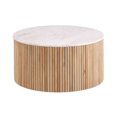 Karlen Round Coffee Table – Mango Wood & Marble