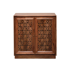 Kalpana Mango Wood Bar Cabinet with Hand-Carved Door Design