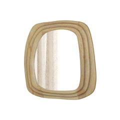 Modern Wooden Organic Shape Mirror – Mango Wood Frame, Natural Finish