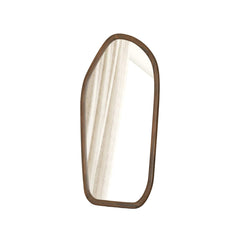 Modern Wooden Organic Shape Mirror – Mango Wood Frame, Flat Walnut Finish