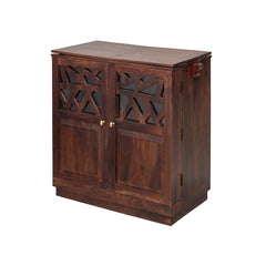 Razia Mango Wood Bar Cabinet with Foldable Top & Storage