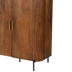 Reed-Textured Shoe Cabinet with Brass Handles
