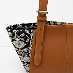 The Terra & Bloom Large Leather & Block-Printed Linen Tote