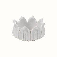 Anahata  Hand-Sculptured White Marble Lotus Crown Bowl - Medium