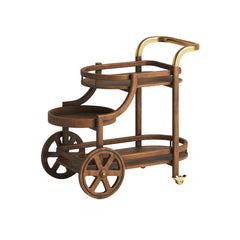 Aurelius Mango Wood & Metal Wheel Serving Trolley
