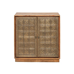 Kittur Mango Wood Bar Cabinet with Carved Door Detailing
