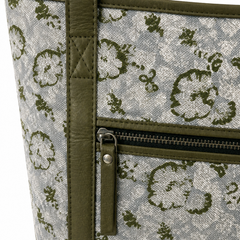 The Olive Grove Block-Printed Linen & Leather Tote