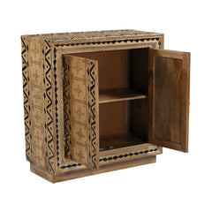 Mereau Solid Wood Cabinet with Tribal Pattern