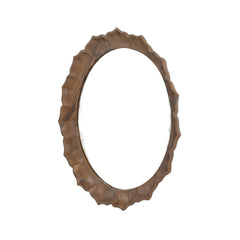 Modern Mango Wood Wall Mirror with Sculpted Frame – Flat Walnut Finish