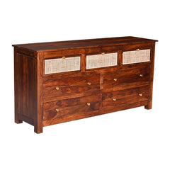 Handcrafted Sheesham Wood Dresser with Cane Detailing