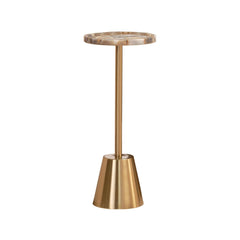 Luxury Agate and Metal Pedestal End Table