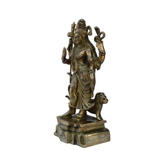 Shiva-Parvati Brass Sculpture — Vintage Style Idol, Antique Brass Finish