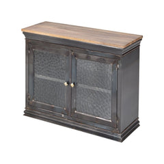 Dilan Industrial Mango Wood & Glass 2-Door Cabinet
