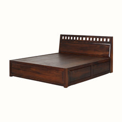 Wolf Sheesham Wood King Bed with Integrated Hydraulic Storage