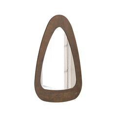 Wooden Organic Shape Wall Mirror — Mango Wood, Walnut Finish