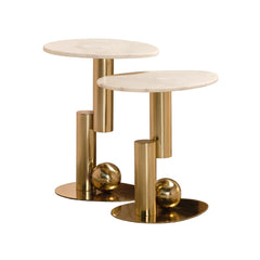 Marble Accent Table with Gold Metal Base