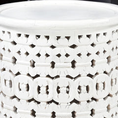 Marguerite Hand-Carved Round Lamp Table