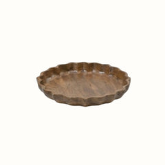 Handcrafted Lotus Silhouette Mango Wood Tray - Medium