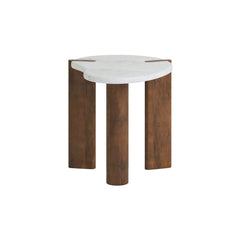 Modern Marble Top Side Table with Wooden Legs