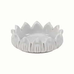 Anahata  Hand-Sculptured White Marble Lotus Crown Bowl - Large