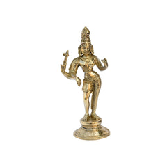 Tribhanga Pose Brass Statue — Vintage Style Decor Idol, Shiny Golden Finish