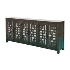 Elison 6-Door Mango Wood & Glass Cabinet