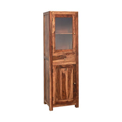 Subbulakshmi Tall Sheesham Wood & Glass Cabinet
