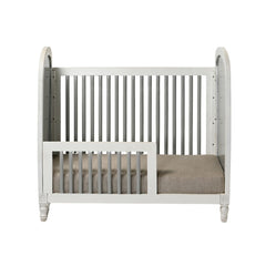 Classic White Mango Wood Baby Crib with Fabric Cushioning