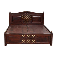 Haveli Sheesham Wood Bed with Traditional Brass Detailing