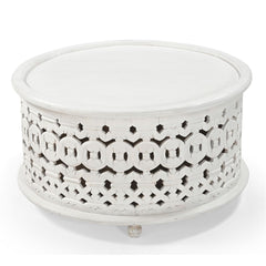 Marguerite Hand-Carved Round Coffee Table