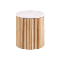 Karlen Round Side Table – Mango Wood & Marble