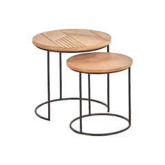 Edra Natural Mango Wood Nesting Side Tables (Set of 2)