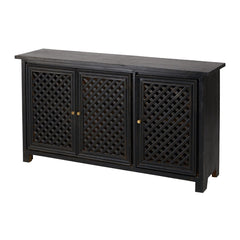 Colonial Style Black Lattice Mango Wood Sideboard