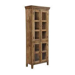 Rustic Glass Panel Mango Wood Storage Cabinet