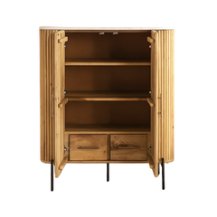 Karlen Mango Wood & Marble Top Tall Cabinet