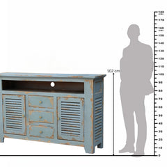 Esteban Distressed Blue 4 Door Sideboard