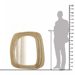 Modern Wooden Organic Shape Mirror – Mango Wood Frame, Natural Finish