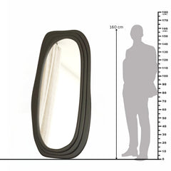 Modern Black Wooden Organic Mirror - Mango Wood Frame