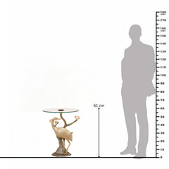 Crane Design Metal End Table with Glass Top