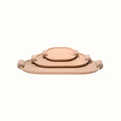 Handcrafted Elliptical Wooden Tray with Integrated Rounded Handles With Natural Finish - Medium