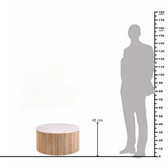 Karlen Round Coffee Table – Mango Wood & Marble