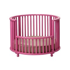 Bright Pink Mango Wood Baby Crib with Fabric Cushioning