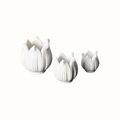 Hand-Sculptured White Marble Floral Petal Bowl - Small