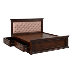 Royal Upholstered Sheesham Wood Bed with Drawers