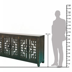 Elison 6-Door Mango Wood & Glass Cabinet